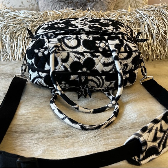 VERA BRADLEY Night & Day 2010 Metropolitan Computer Bag Weekender Black White - Picture 10 of 16